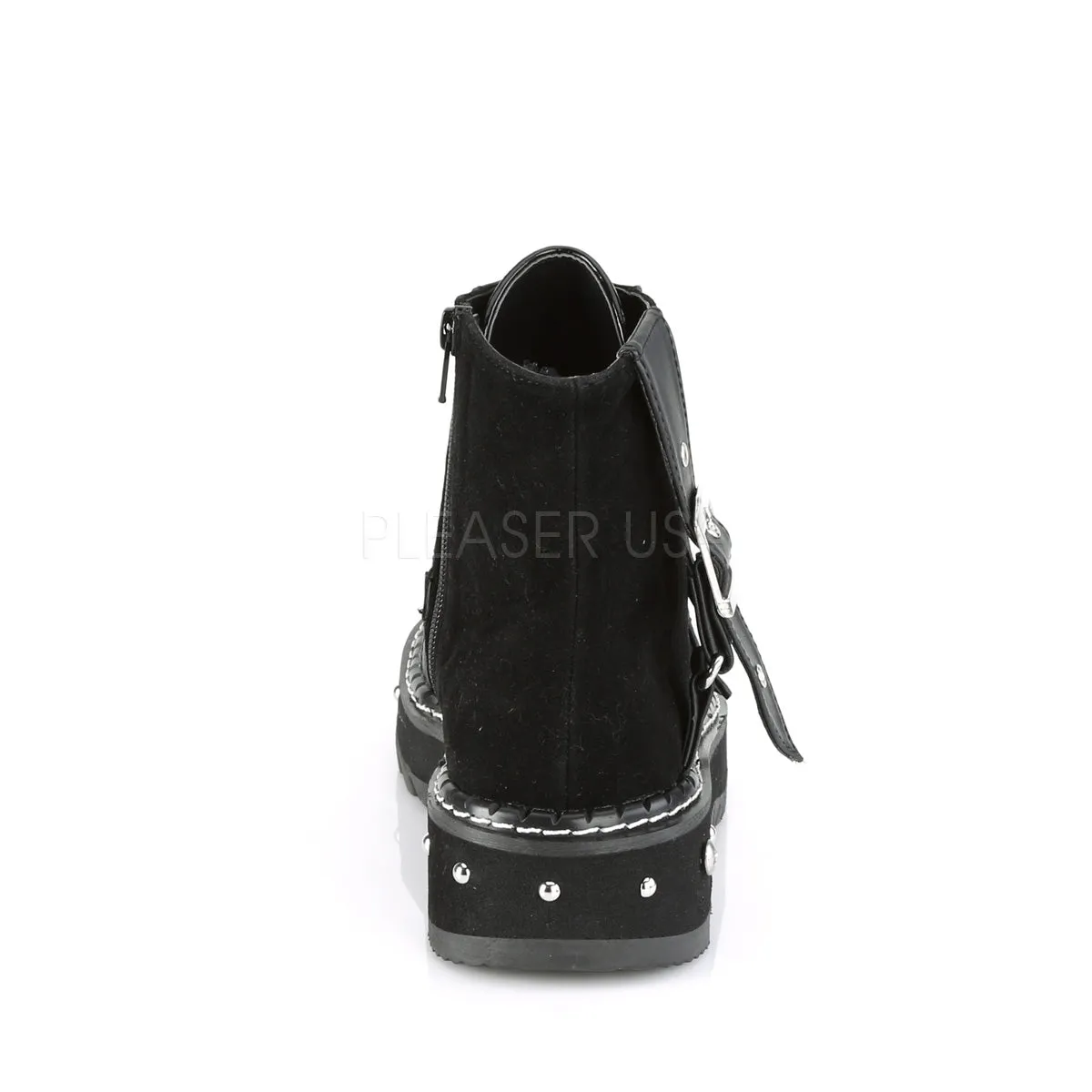 1 Inch Platform LILITH-278 Black Vegan Leather Work Boots For Pest Control Reddit