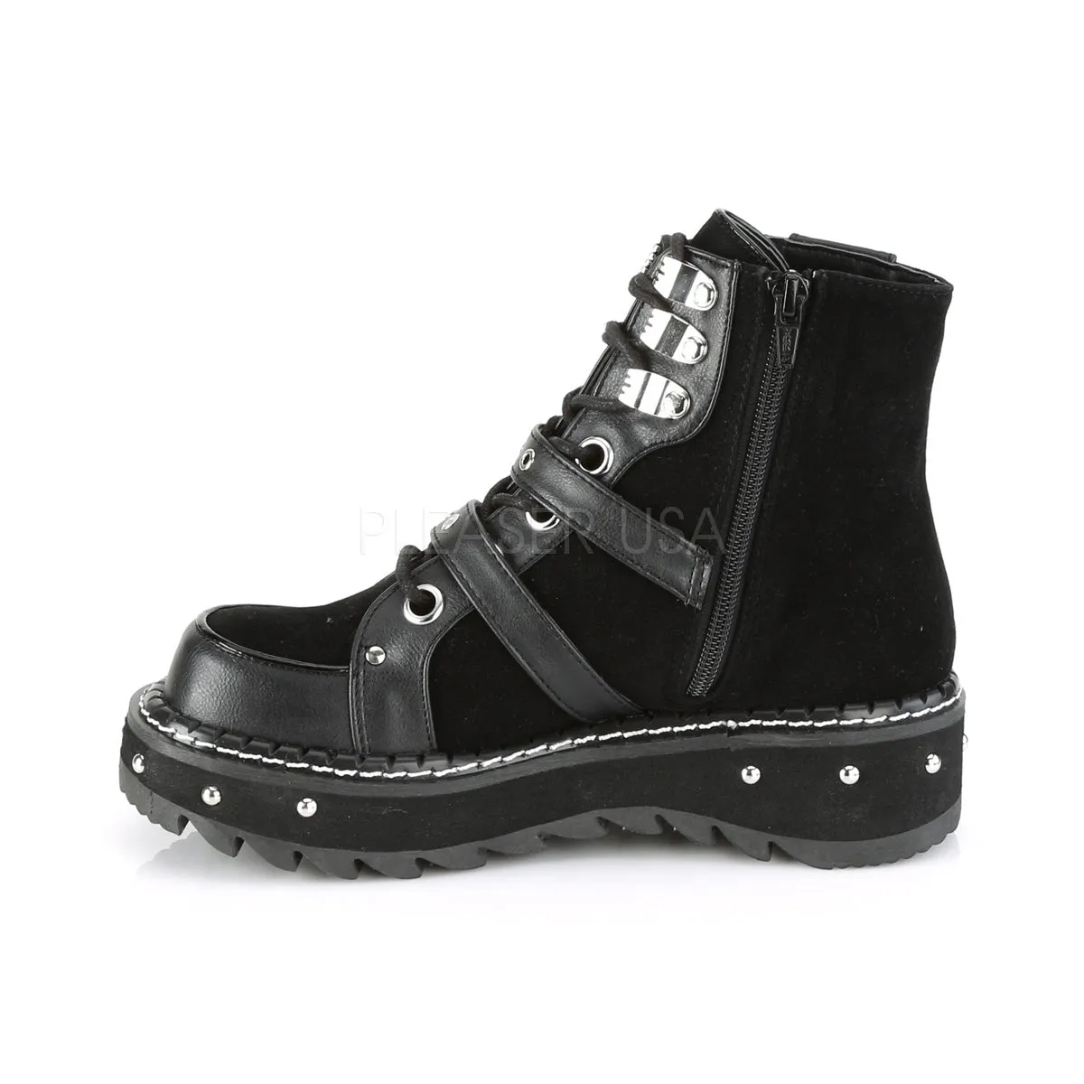 1 Inch Platform LILITH-278 Black Vegan Leather Work Boots At Tractor Supply