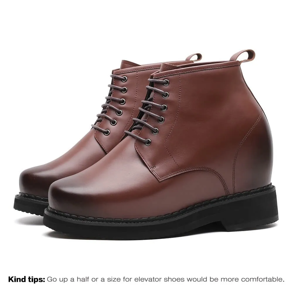 14CM / 5.51 Inches CMR CHAMARIPA High Heel Shoes For Men Dark Brown Height Increasing Shoes Leather Tall Man Shoes Asics Turf Shoe