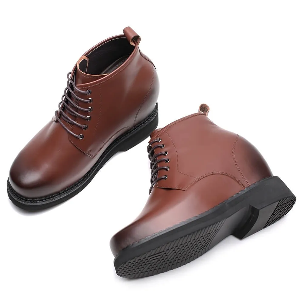 14CM / 5.51 Inches CMR CHAMARIPA High Heel Shoes For Men Dark Brown Height Increasing Shoes Leather Tall Man Shoes Asics Wrestling Shoes Clearance