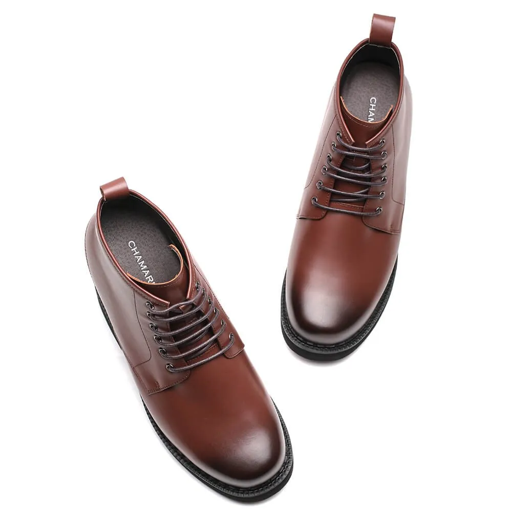 14CM / 5.51 Inches CMR CHAMARIPA High Heel Shoes For Men Dark Brown Height Increasing Shoes Leather Tall Man Shoes Asics Gel Gully 7 Spike Shoes