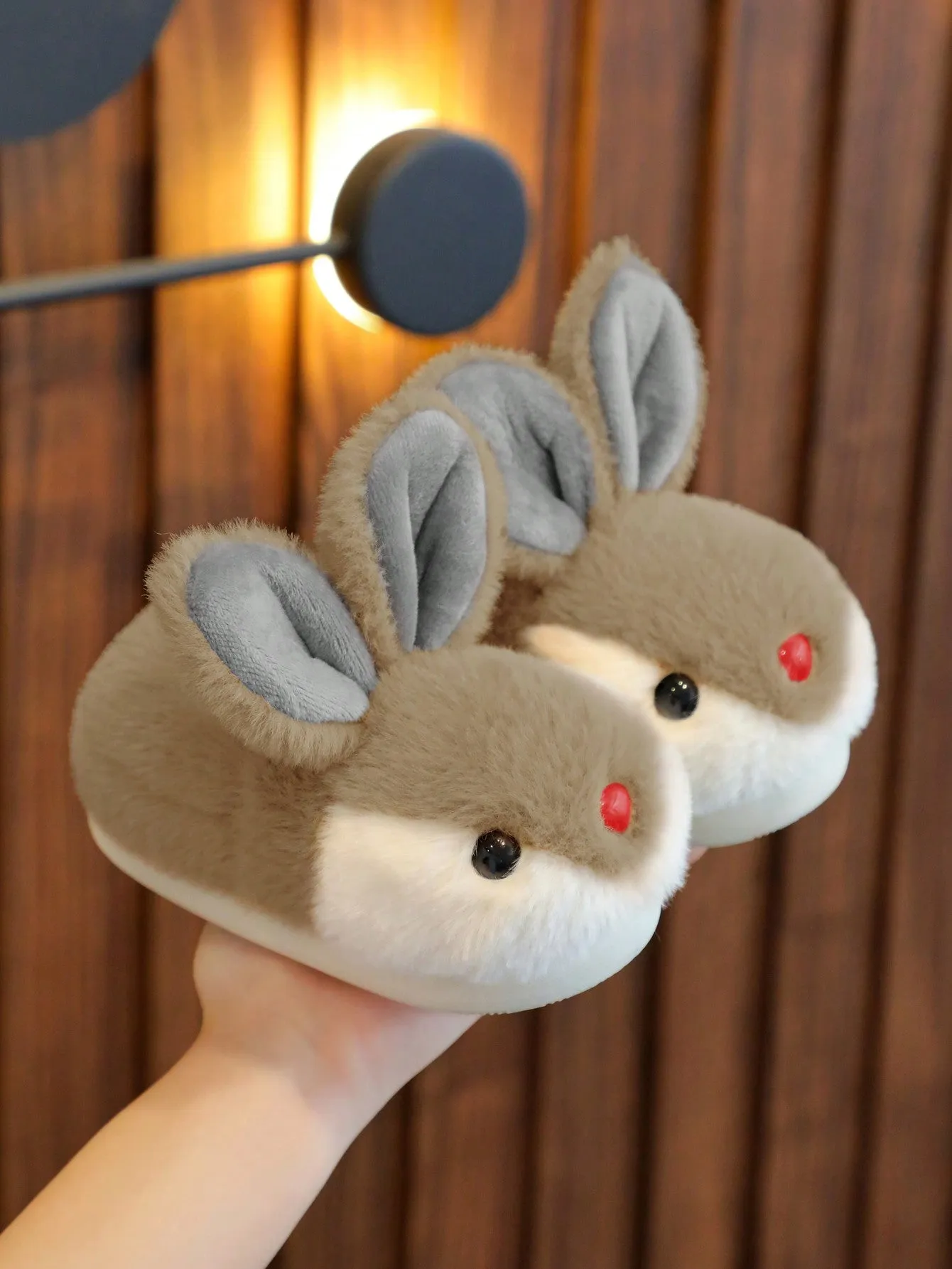 1pair Girls Rabbit Plush Flat Cute Children Indoor Slippers, Suitable For Winter Asics Wrestling Shoes Wide