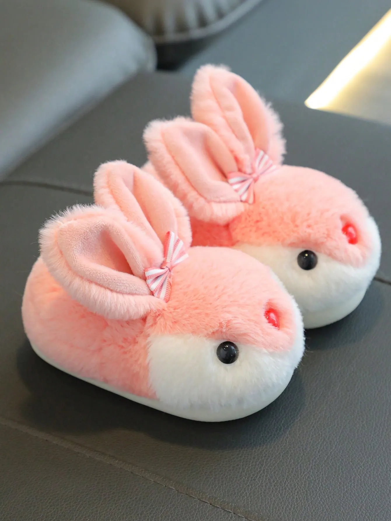 Asics Gel Lyte Iii Running Shoes 1pair Girls Rabbit Plush Flat Cute Children Indoor Slippers, Suitable For Winter
