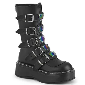 Best Work Boots Without Laces 2 Inch Platform EMILY-330 Black Pu