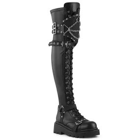 2 Inch Platform RENEGADE-320 Black Pu Fur Lined Work Boots