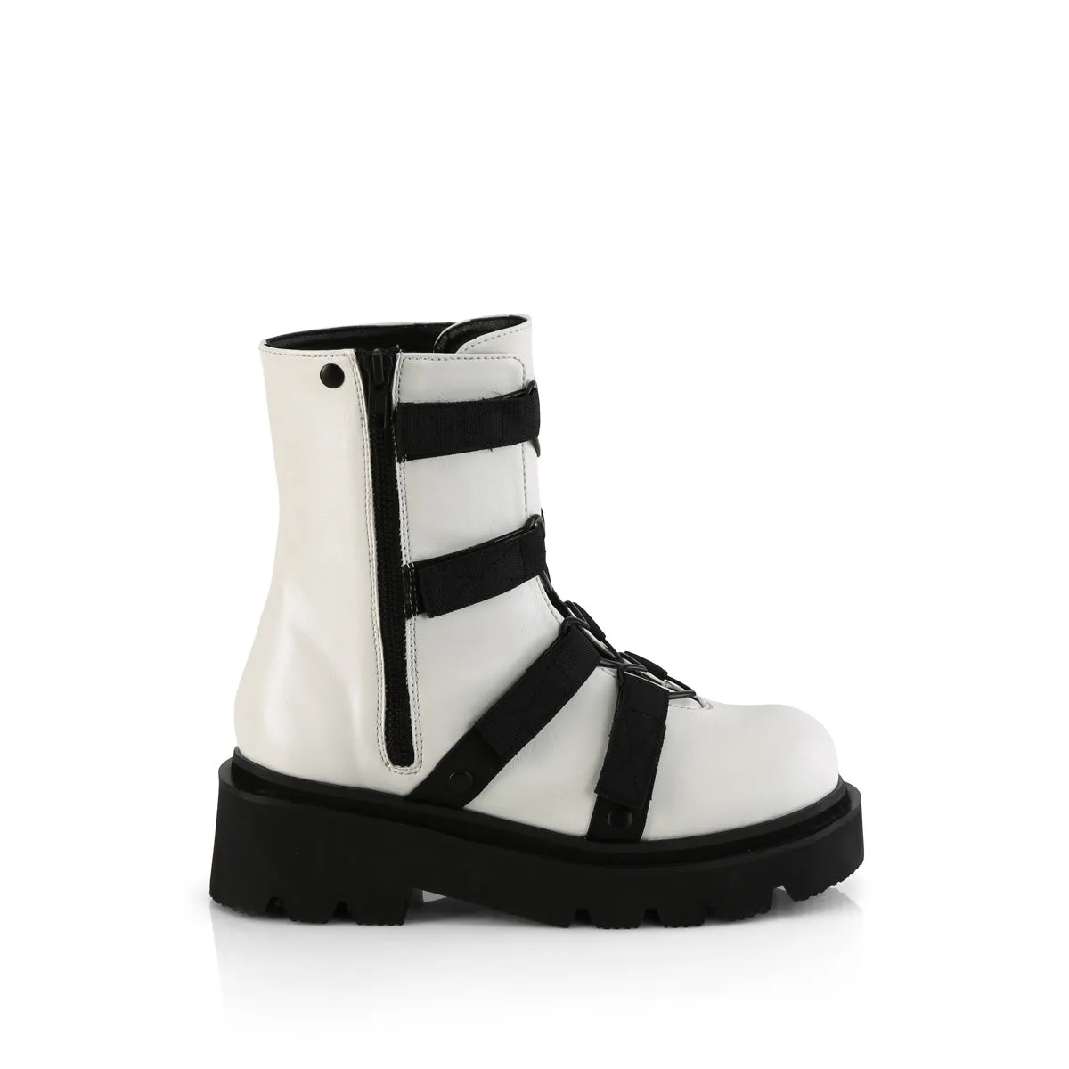 2 Inch Platform RENEGADE-50 White Pu Work Boots Us