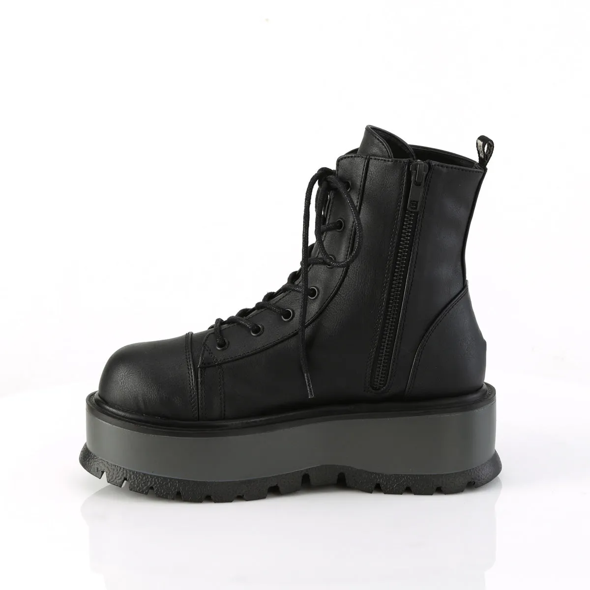 2 Inch Platform SLACKER-55 Black Pu Work Boots Made In Usa