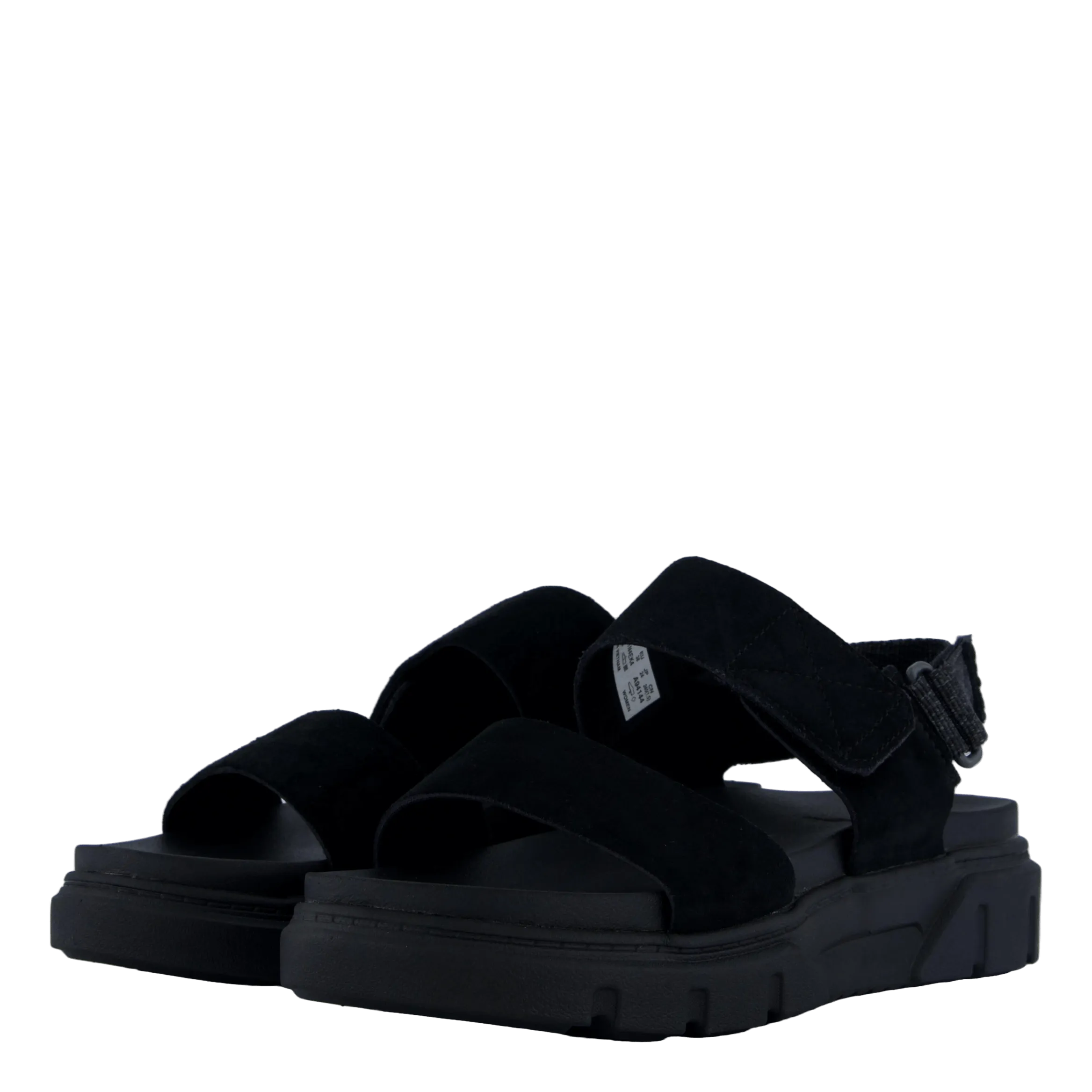 2 Strap Sandal Greyfield Blk Suede Feathered Slippers
