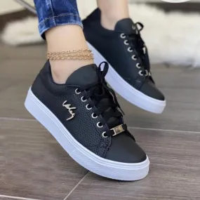 2022 NEW Shoes For Girls Autumn Women Sneakers Flat Breathable PU Leather Platform White Shoes Soft Footwears Flat Shoes Feet
