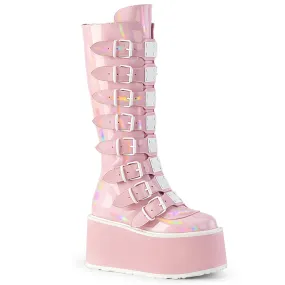 3 Inch Platform DAMNED-318 Baby Pink Holo Work Boots Wholesale