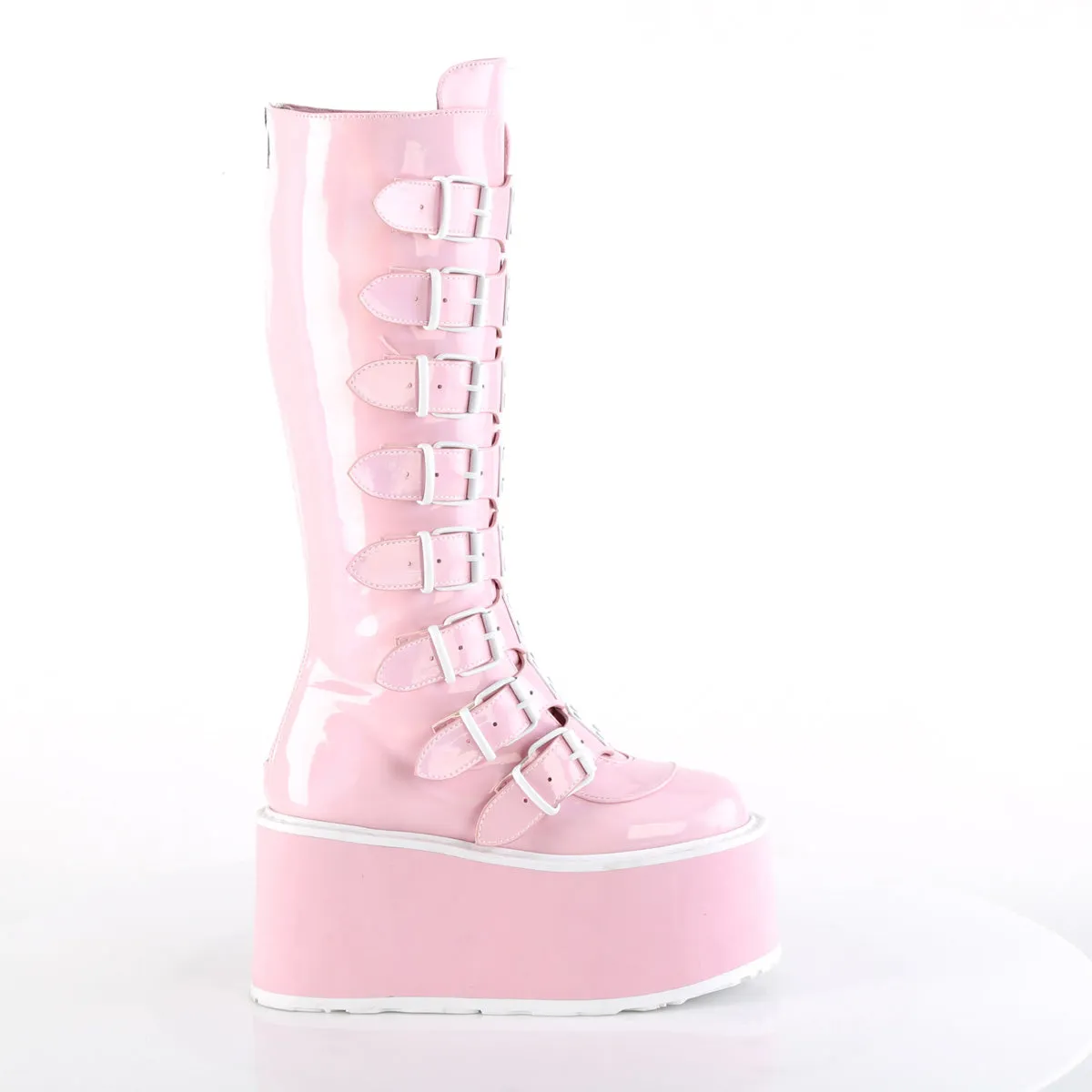Construction Work Boot 3 Inch Platform DAMNED-318 Baby Pink Holo