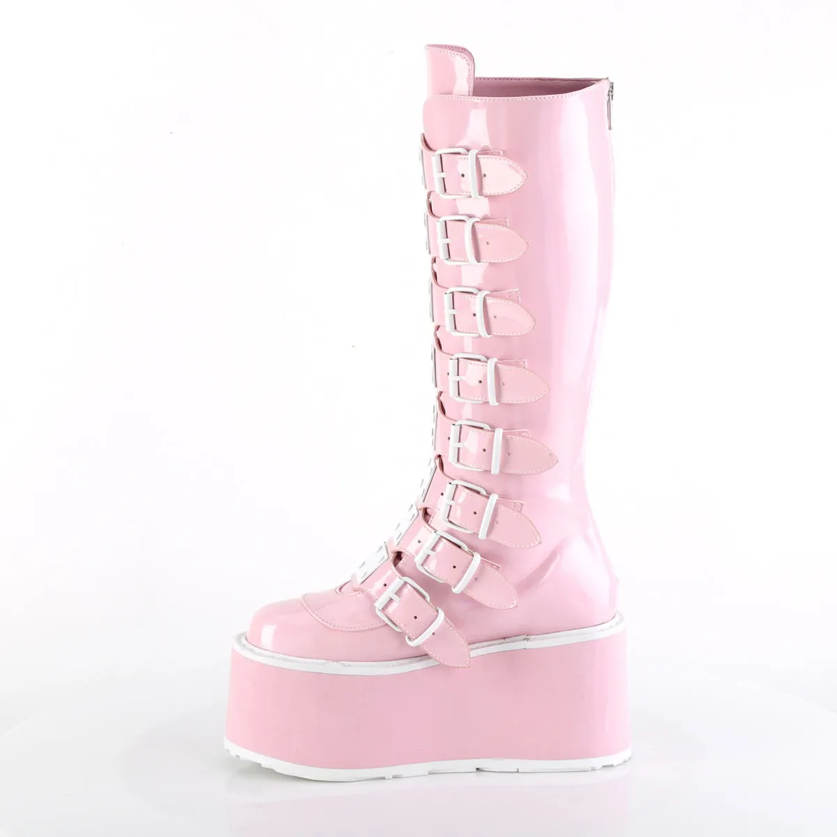 Best Soft Toe Work Boots For Concrete 3 Inch Platform DAMNED-318 Baby Pink Holo