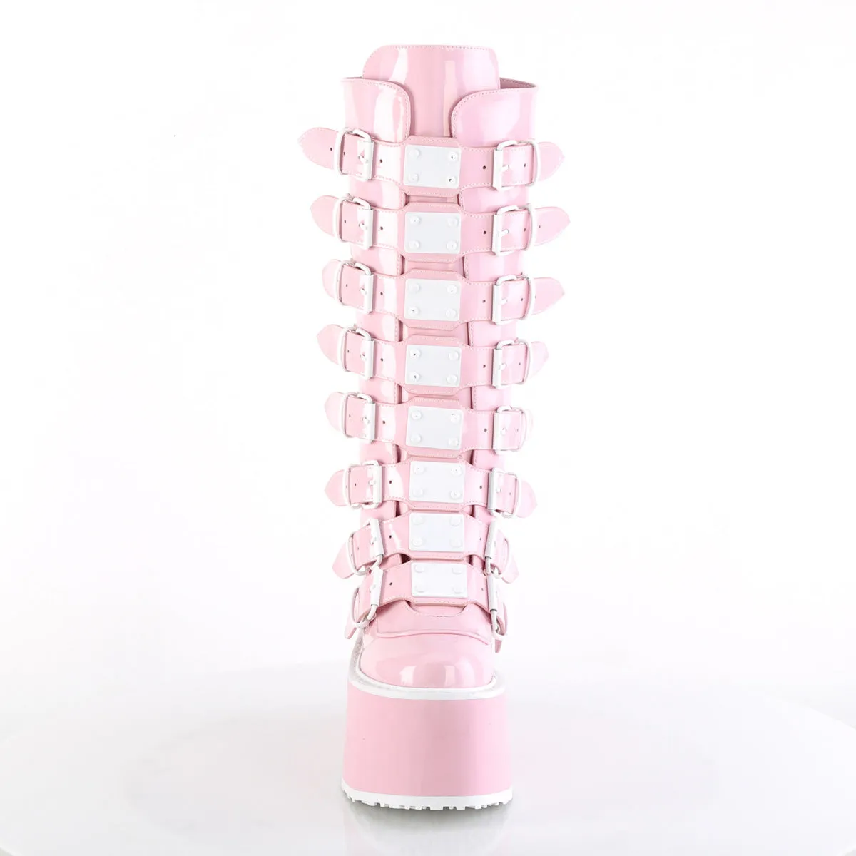 Mining Work Boots 3 Inch Platform DAMNED-318 Baby Pink Holo
