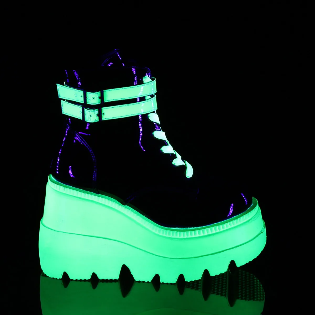 4 Inch Wedge Platform SHAKER-52 Neon Green Comfy Steel Toe Work Boots