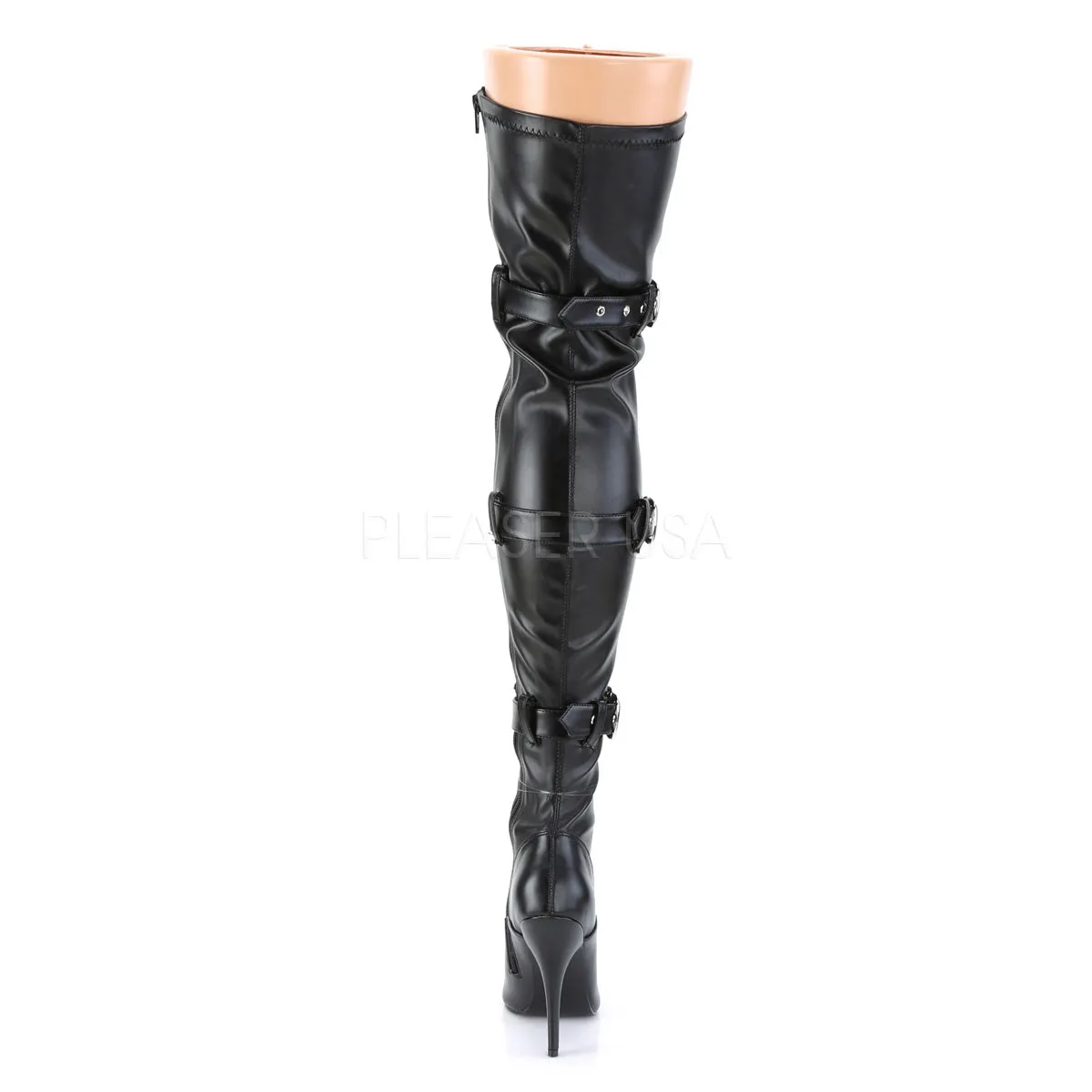 5 Inch Heel SEDUCE-3028 Black Stretch Leather Work Boots Black Friday Deals