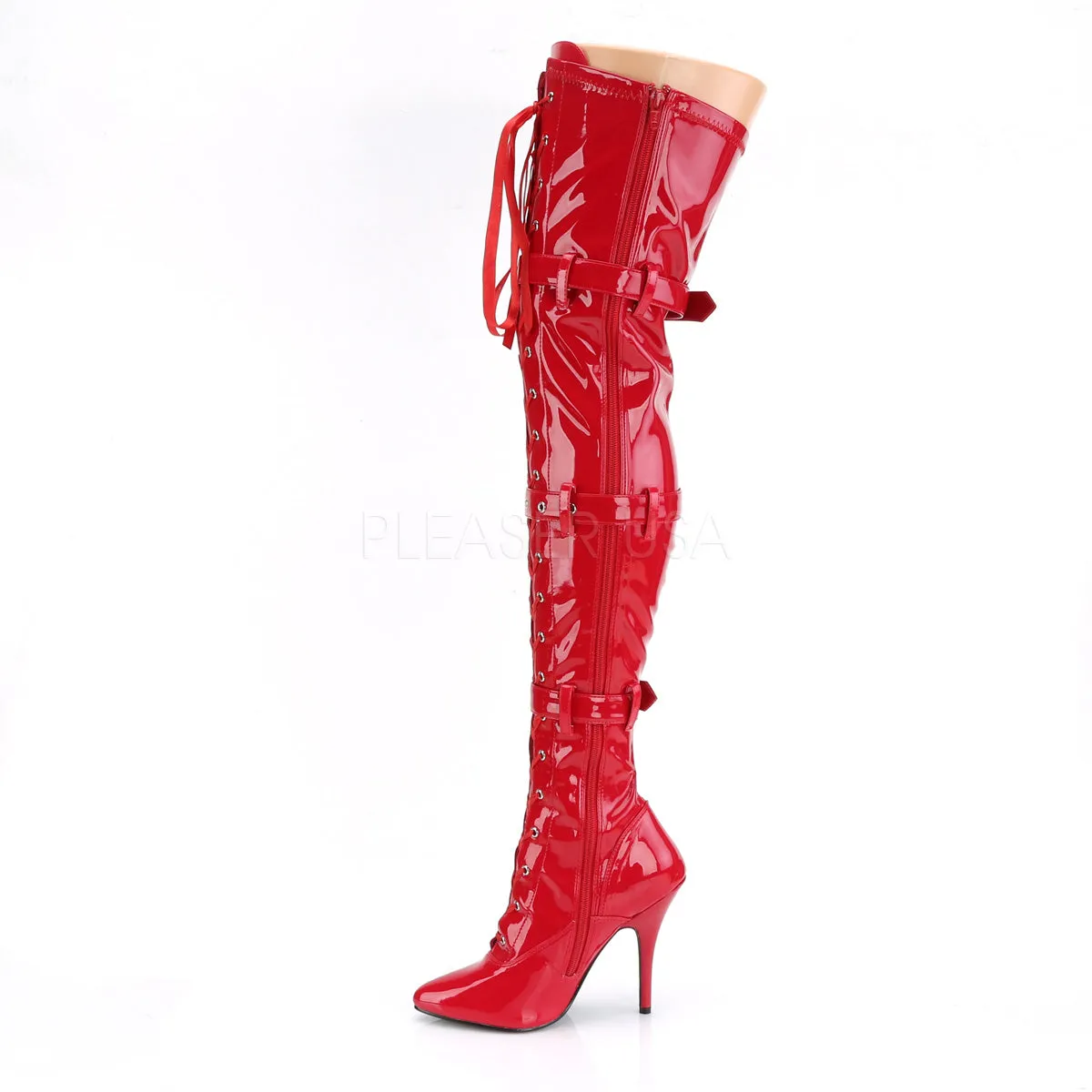 Kangaroo Leather Work Boots 5 Inch Heel SEDUCE-3028 Red Pat