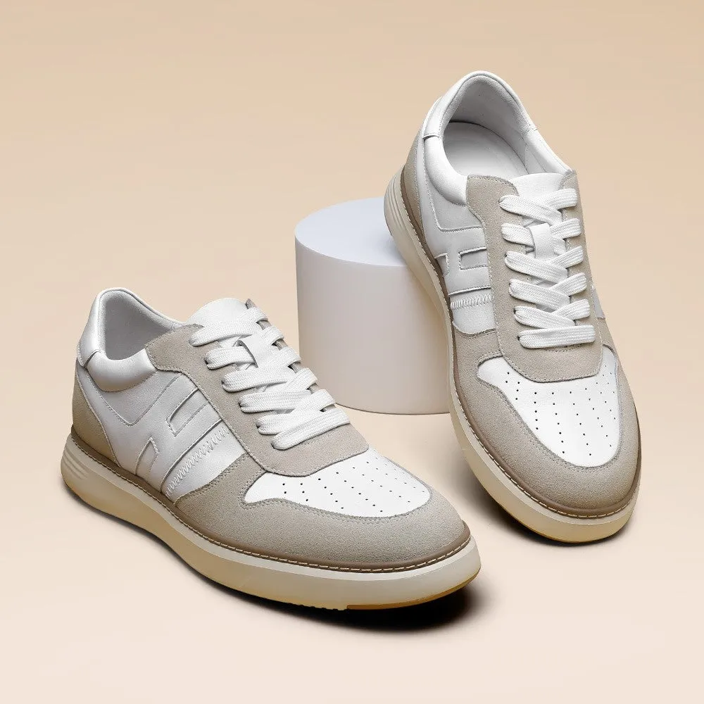 6 CM/ 2.36 Inches CMR CHAMARIPA Off White Elevator Sports Shoes - Men's Cowhide Leather Casual Shoes Asics Omniflex Wrestling Shoes