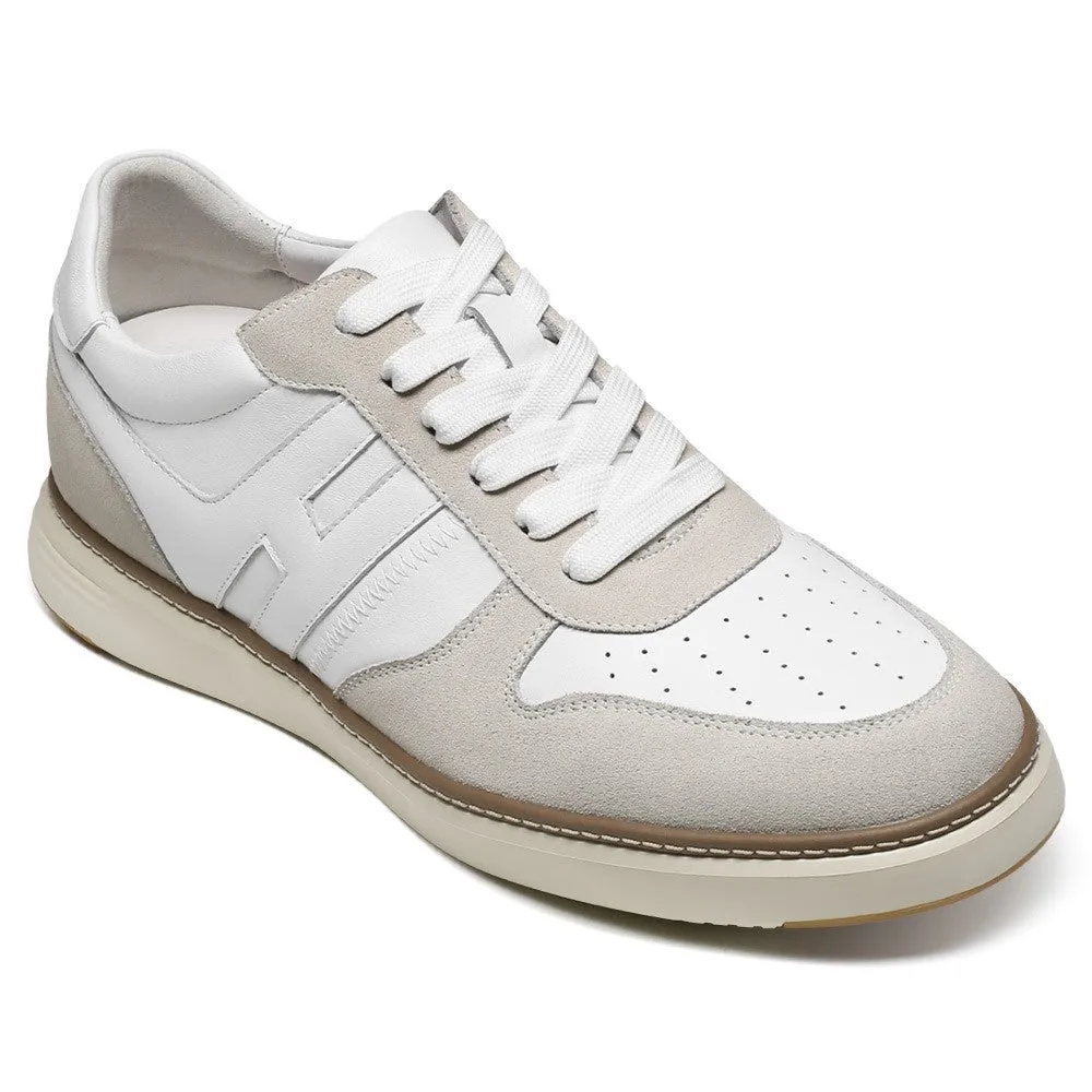 Shoes Like Asics Gt 2000 6 CM/ 2.36 Inches CMR CHAMARIPA Off White Elevator Sports Shoes - Men's Cowhide Leather Casual Shoes