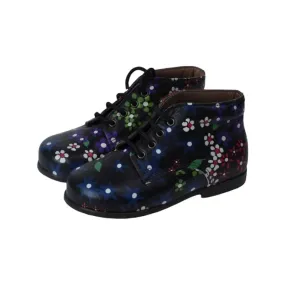 Asics Best Shoes For Overpronation 603 - Black Flower Soft Leather Lace for Toddler by Pepe