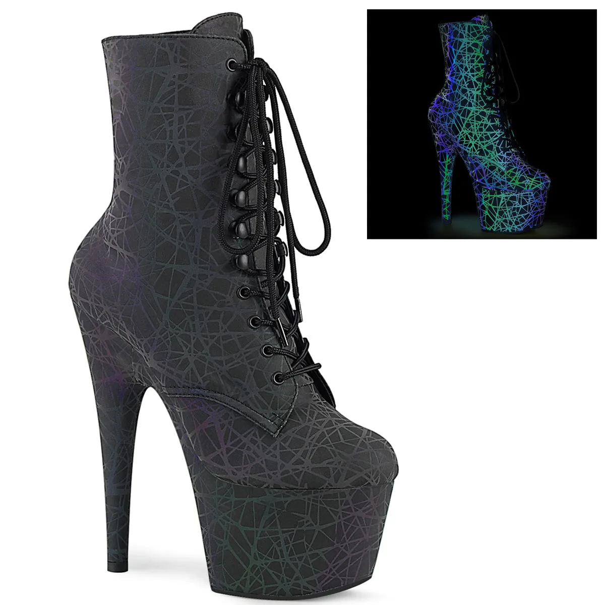 7 Inch Heel ADORE-1020REFL Green Purple Cheap But Good Work Boots