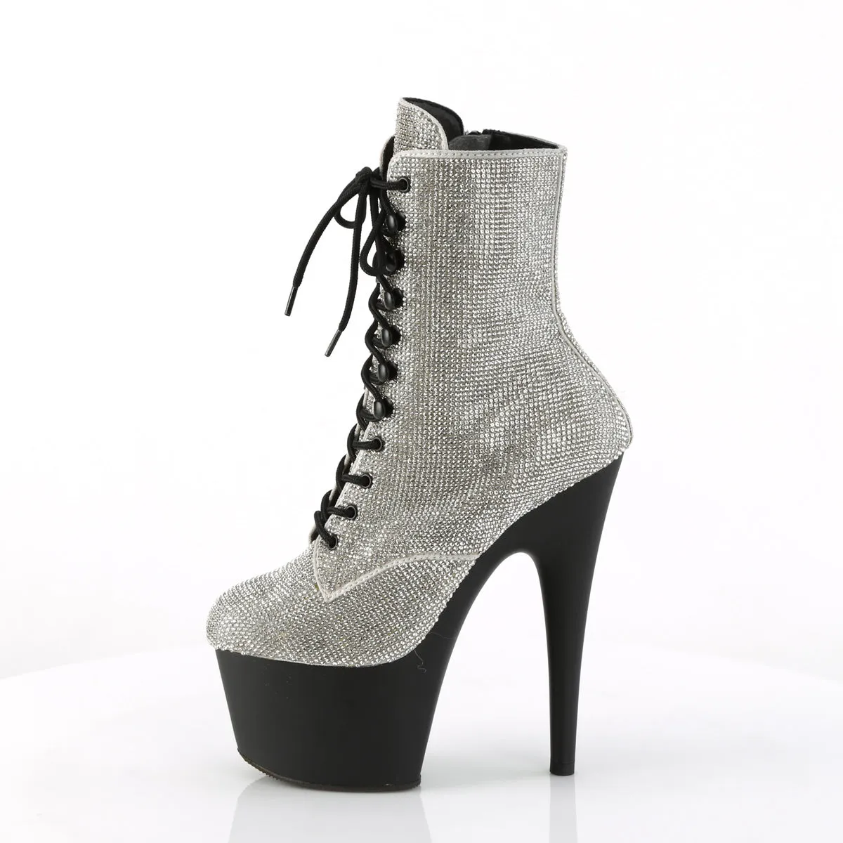 Best Work Boots For Gout 7 Inch Heel ADORE-1020RS Silver Rhinestone
