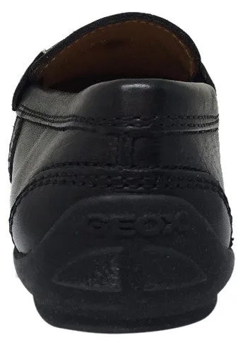 Geox Respira Boy's Black Smooth Leather Upper Detail Slip On Dress Moccasin Loafer Shoe Best Asics Long Run Shoe