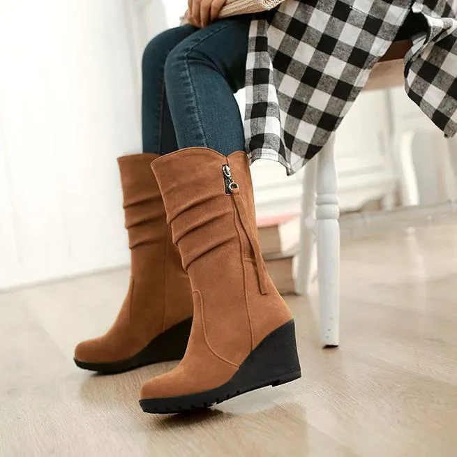 Adidas Predator Tennis Shoes Wedge Zipper Tassels Mid Calf Boots