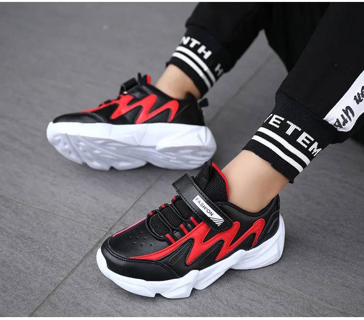 Kids Hook-and-loop Fastener Strap Chunky Sneakers- FDs Ff Turbo Asics Shoes