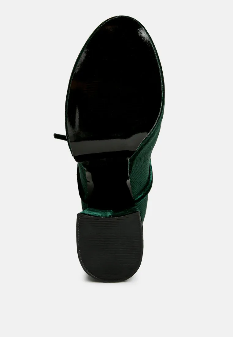 after pay high heel velvet knitted boot by London Rag Lariat Boots