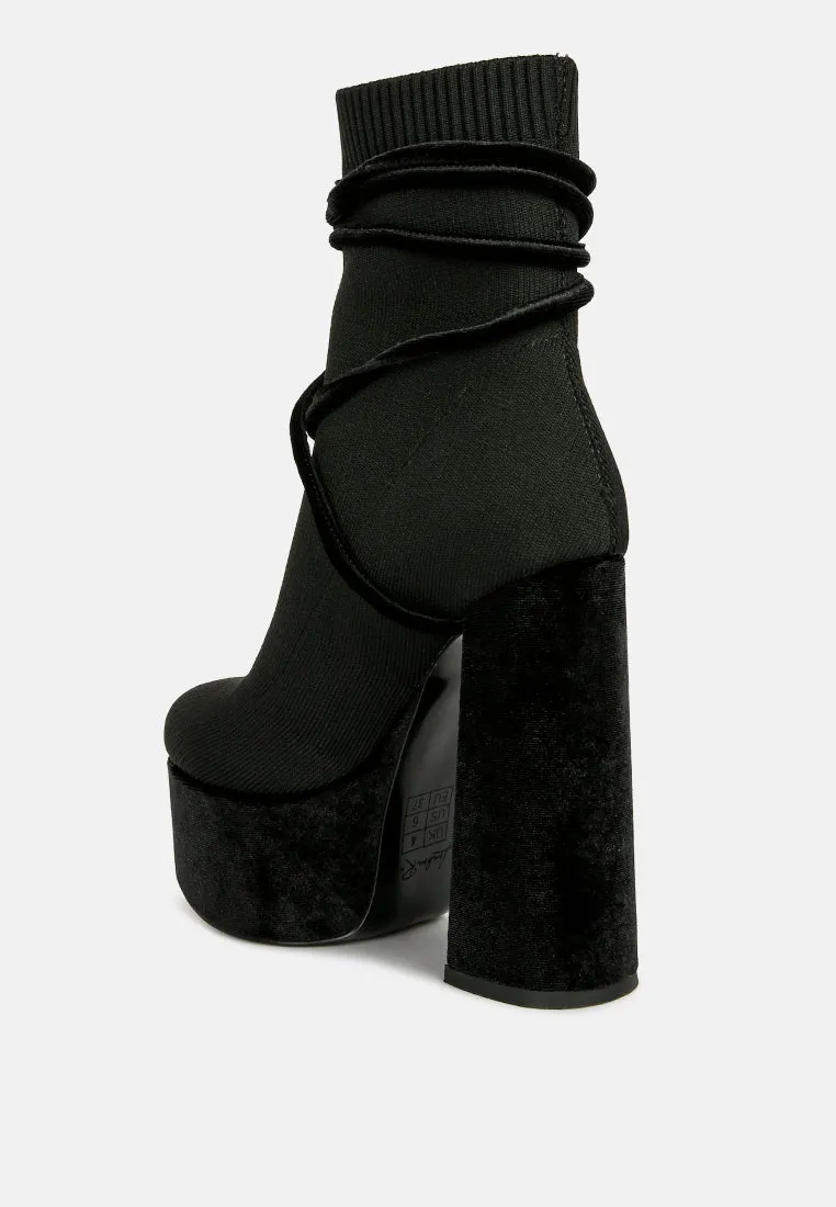 Fubuki Boots after pay high heel velvet knitted boot by London Rag