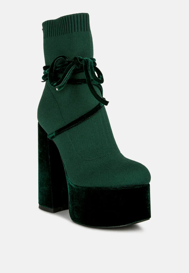 NULL Dress Boots after pay high heel velvet knitted boot by London Rag