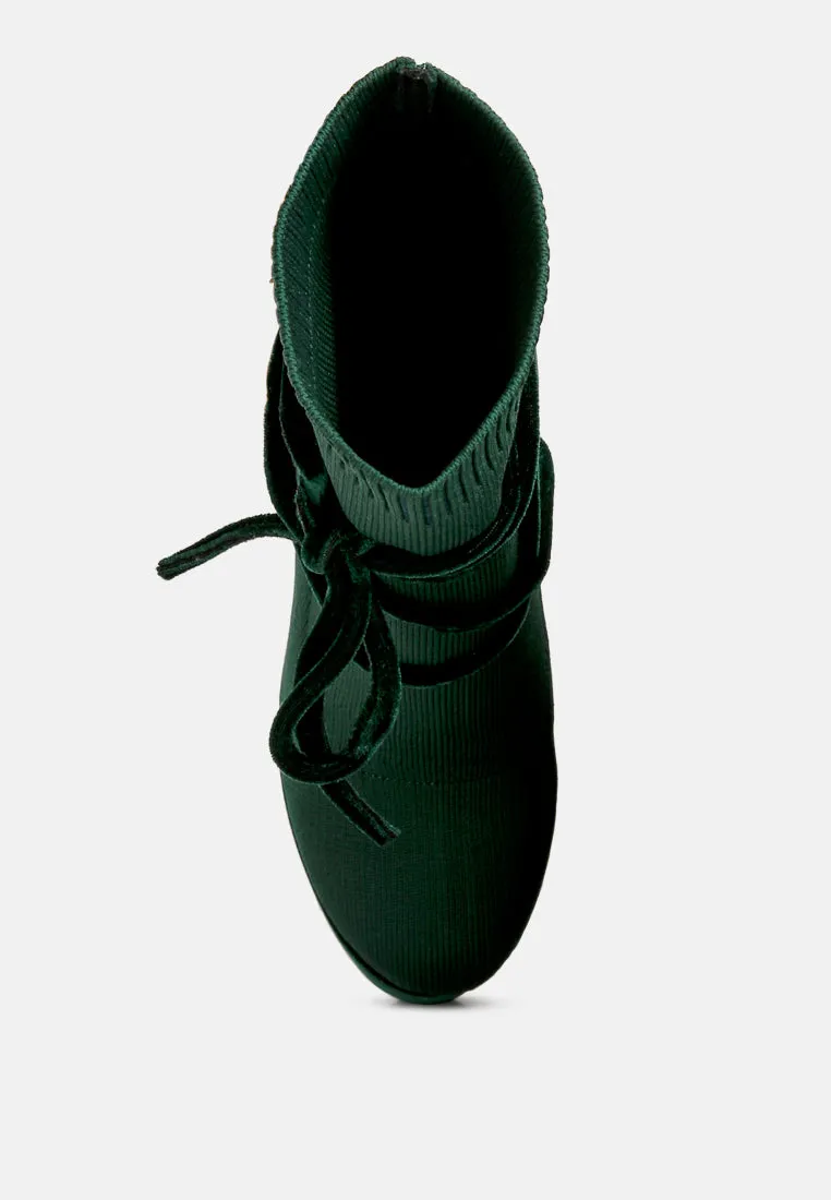 after pay high heel velvet knitted boot by London Rag Moc Toe Boots