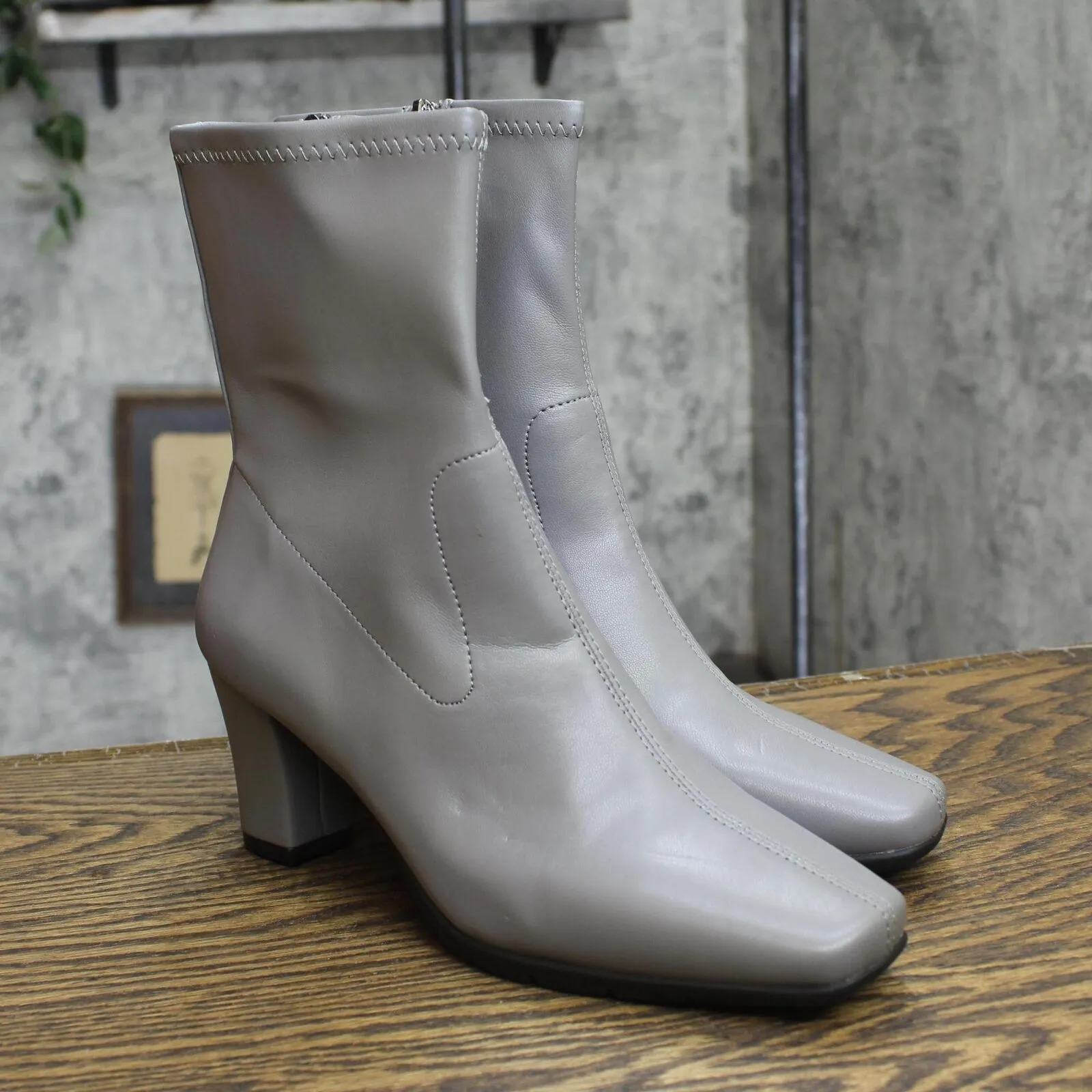 Wedge Sole Work Boot Aerosoles Women's Cinnamon Mid Calf Boot CINNAMON-057 Gray 7.5M