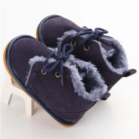 Fashion Solid Lace-Up Baby Boots Cross-tied For Autumn/Winter Baby Shoes For Warm Baby Plush Boots Shoes Adidas Pickleball Shoes