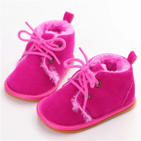 Shoes Adidas Tennis Fashion Solid Lace-Up Baby Boots Cross-tied For Autumn/Winter Baby Shoes For Warm Baby Plush Boots Shoes