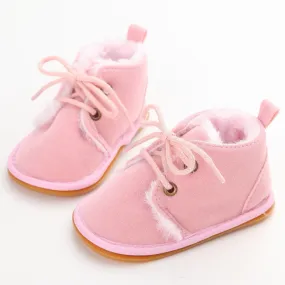Adidas Shoe Clearance Fashion Solid Lace-Up Baby Boots Cross-tied For Autumn/Winter Baby Shoes For Warm Baby Plush Boots Shoes