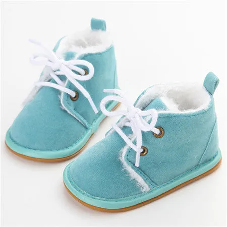 Fashion Solid Lace-Up Baby Boots Cross-tied For Autumn/Winter Baby Shoes For Warm Baby Plush Boots Shoes Best Selling Adidas Shoes