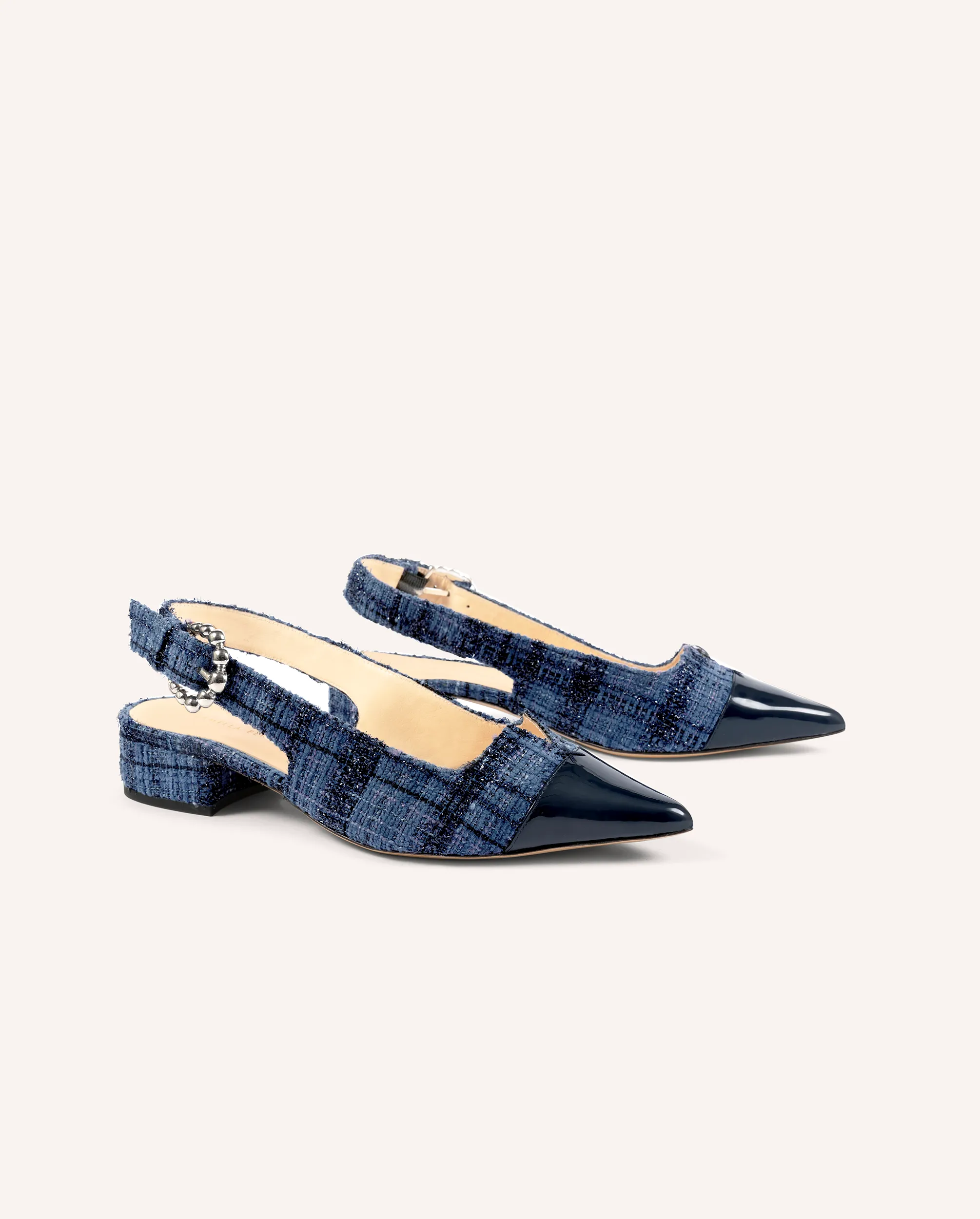 Alicia Tweed & Navy Flats Munro Shoes Flats