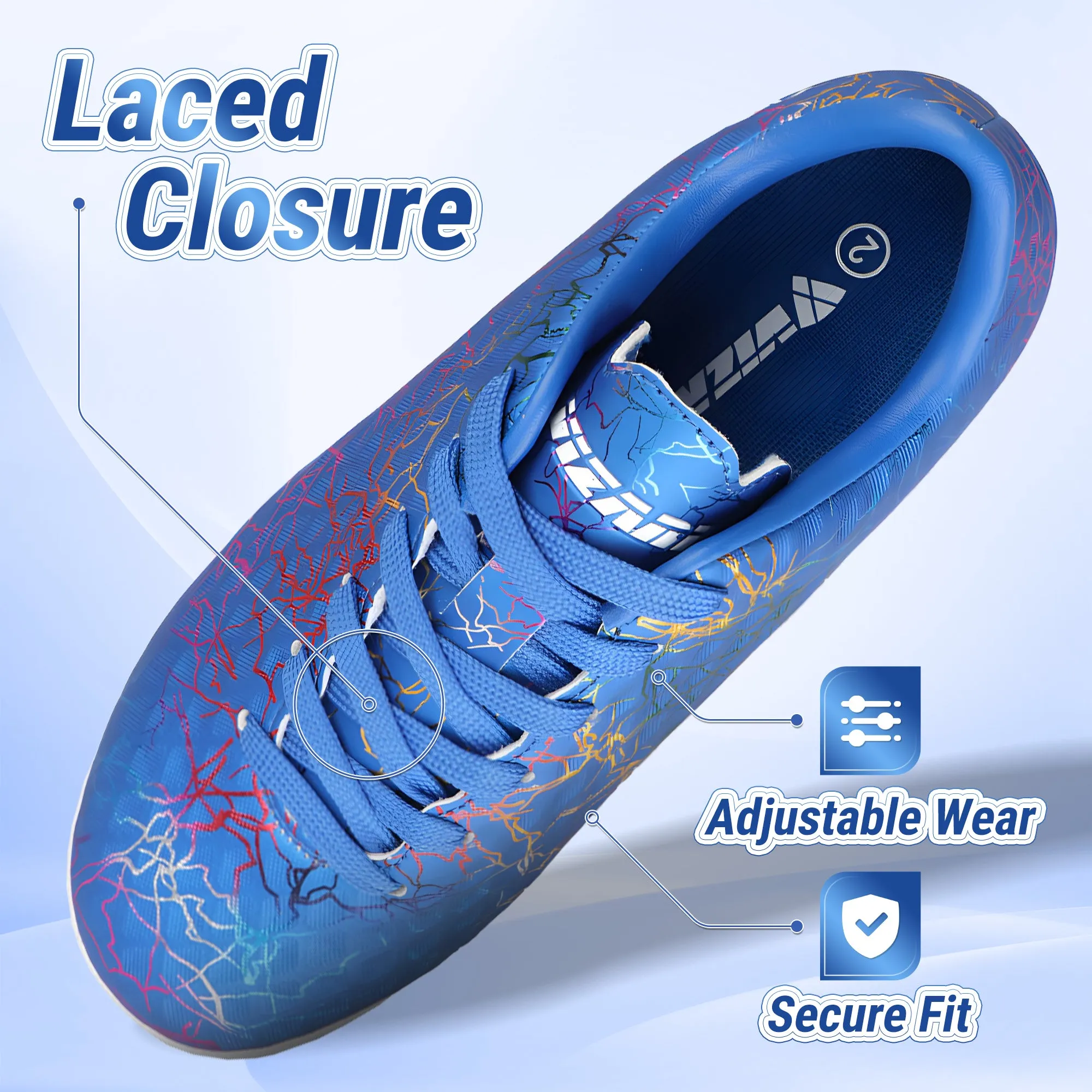 Zodiac Junior Indoor Soccer Shoes-Blue Leather Asics Shoes