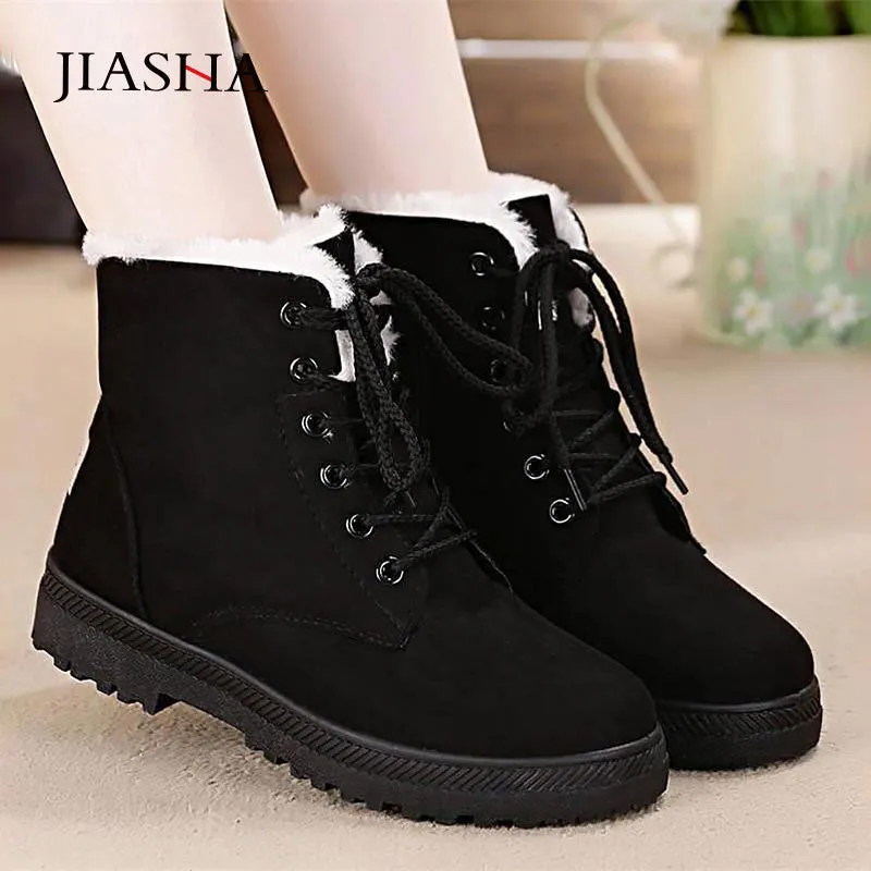 Stq Winter Duck Boots Waterproof Cold Weather Snow Boots Snow boots 2019 warm fur plush Insole women winter boots square heels flock ankle boots women shoes lace-up winter shoes woman