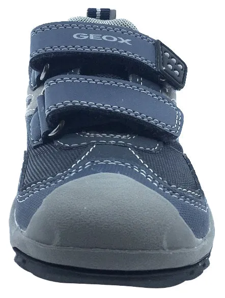 Asics Wide Shoes GEOX Boy's Savage Hook and Loop Sneaker (Navy/Grey)