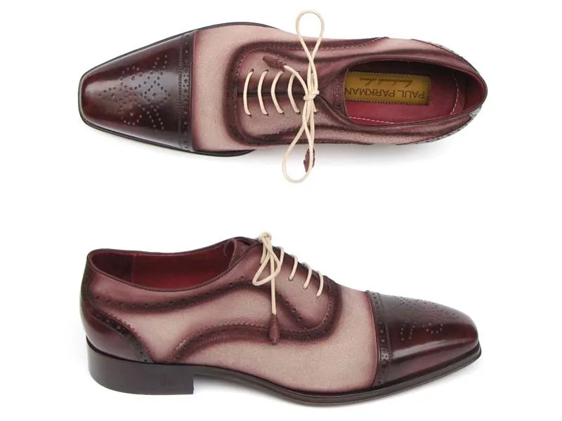 Paul Parkman Captoe Oxfords Bordeaux Beige - 024-BRR Rent Dress Shoes