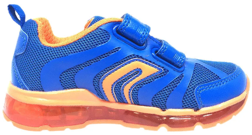 Geox Respira Boy's Android Royal Blue & Orange Mesh Light Up Double Hook and Loop Sneaker Compare Saucony And Asics Running Shoes