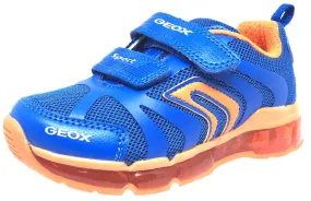 Asics Shoes Sports Authority Geox Respira Boy's Android Royal Blue & Orange Mesh Light Up Double Hook and Loop Sneaker