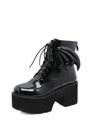 Archy Womens Angel Wing Patent Leather Ankle Booties Asics Marvel Shoes