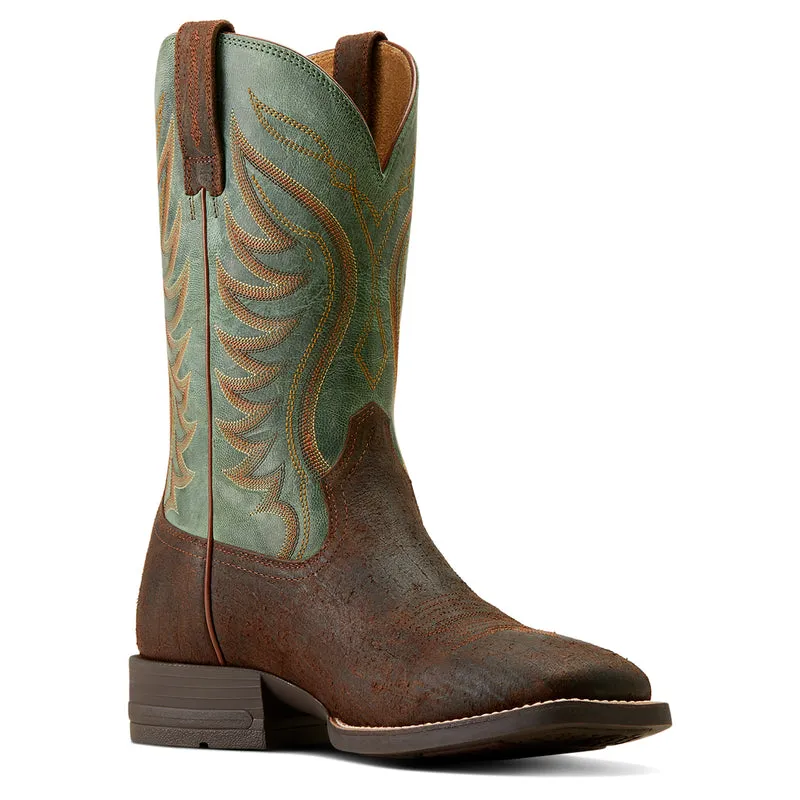 Engineers Boots 'Ariat' Men's 11" Amos Western Square Toe - Brown / Green