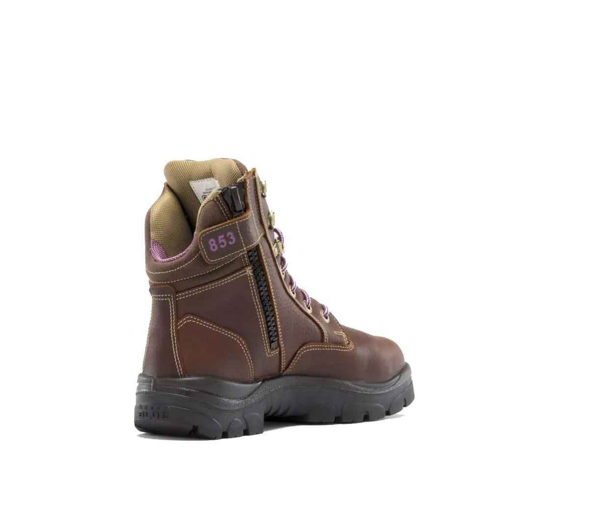 6e Wide Steel Toe Work Boots Steel Blue Southern Cross Zip Ladies Met / PR Midsole Work Boots - Steel Toe