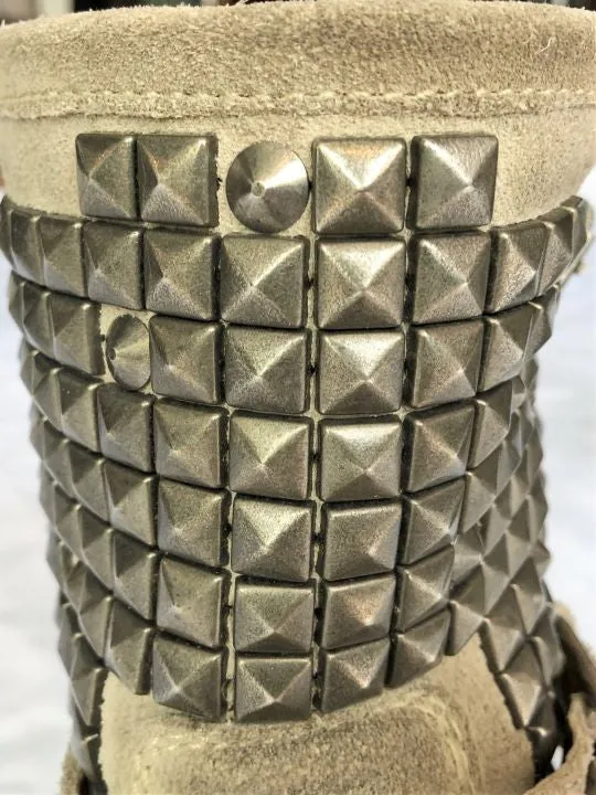 ASH Size 6 Titan Beige Suede Studded Moto Boots Adidas Terrex Golf Shoes