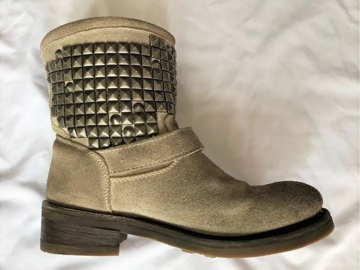 ASH Size 6 Titan Beige Suede Studded Moto Boots Adidas Lite Racer Adapt Slip On Lace Shoe