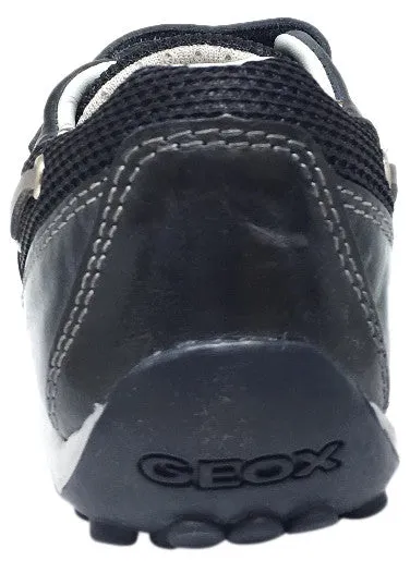 Geox Respira Boy's J Snake Moc Navy Light Grey Leather Hook and Loop Strap Moc Sneaker Boat Shoe Asics Tartherzeal 6 Running Shoes